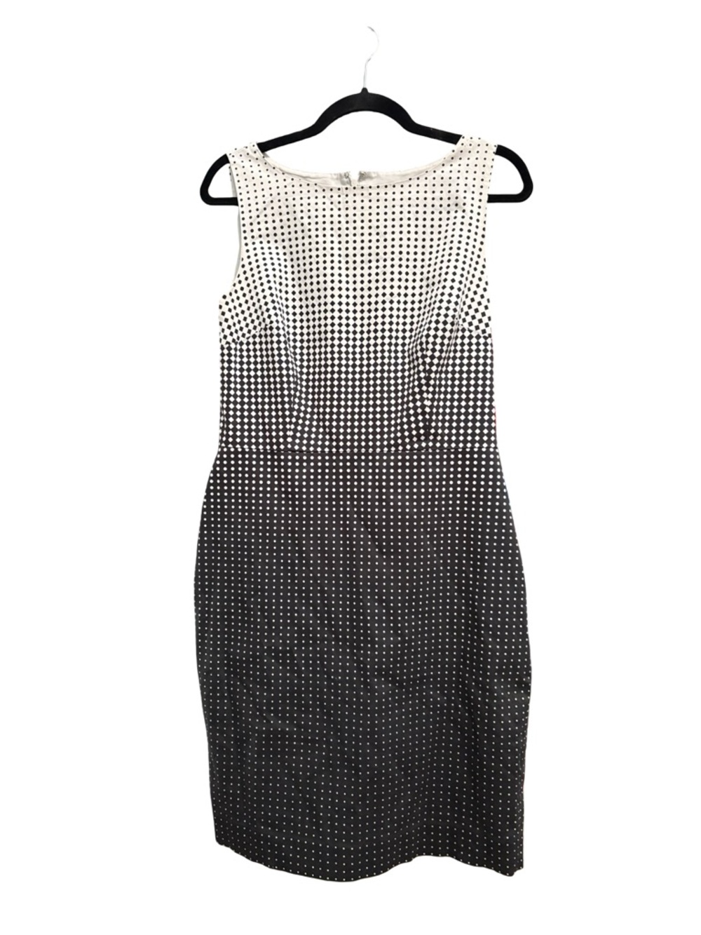 Ann Taylor Black and White Ombre Polka Dot Midi Sheath Dress